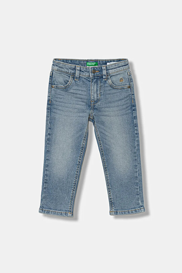 Mix Men's Front Logo Embroidered 5-Pocket Bleached Denim Trousers Model Code:(45Onge01X901)