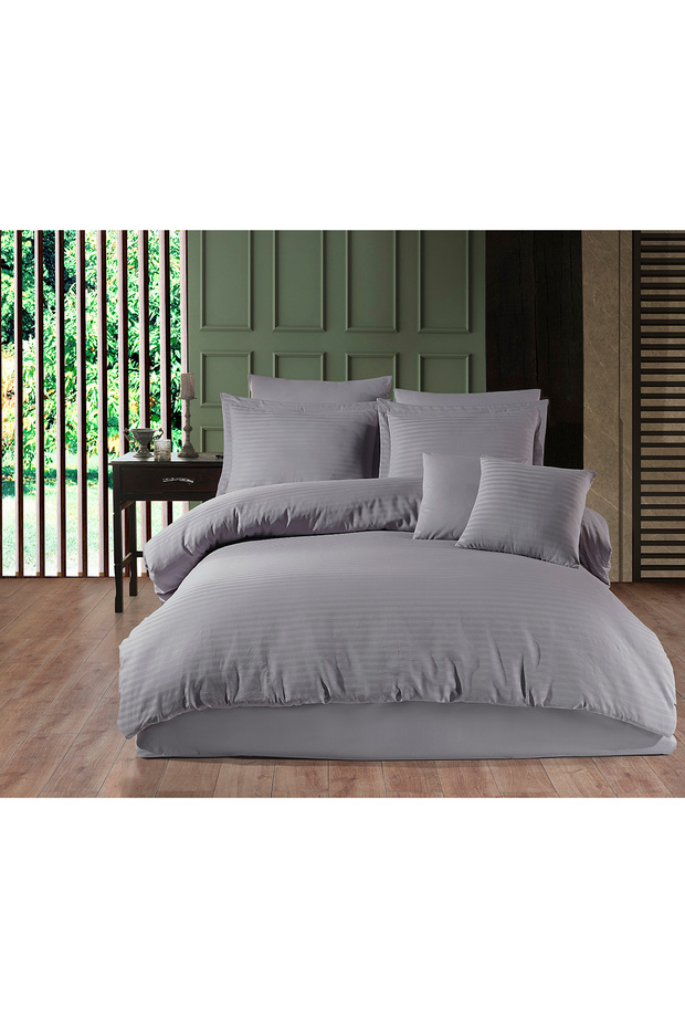 Stripe Comforter Set Single 4 Pieces - Gray