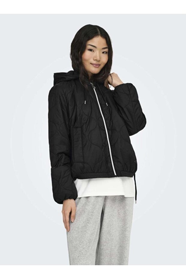 Black Women's / Girls' Onlmiki Hood Quilt Jacket Cc Otw Model Code: (15361128Black)