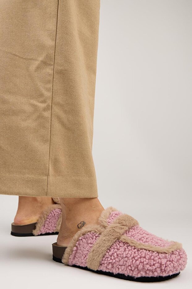 Pelini Women's Teddy Flat Slippers Pink Slippers