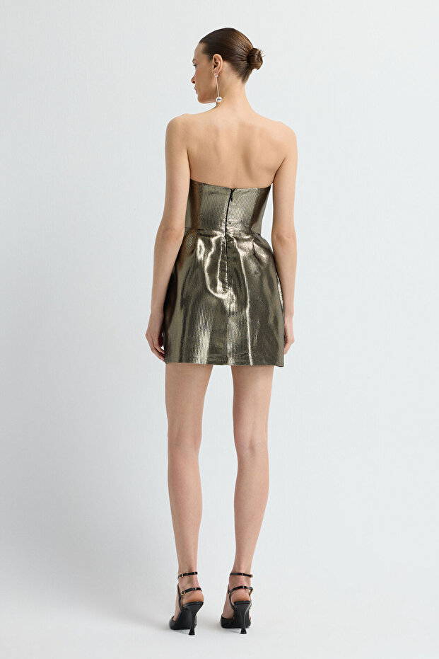 Straplez Mini Elbise - 5