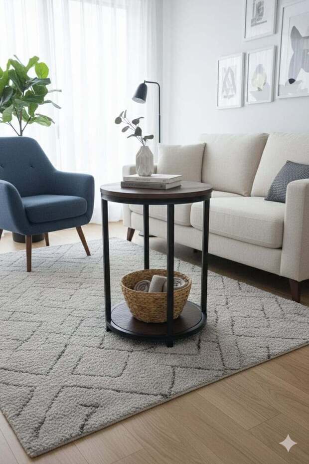 طاولة جانبية دائرية من لونا نيست، لون قهوة - 2