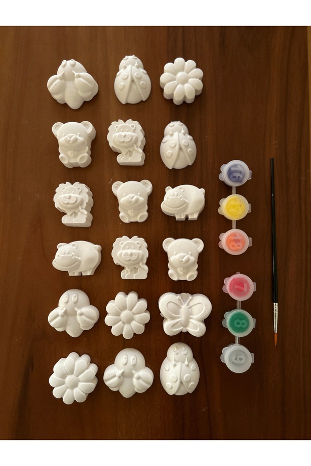 18 parça mini figür boyama seti - 1