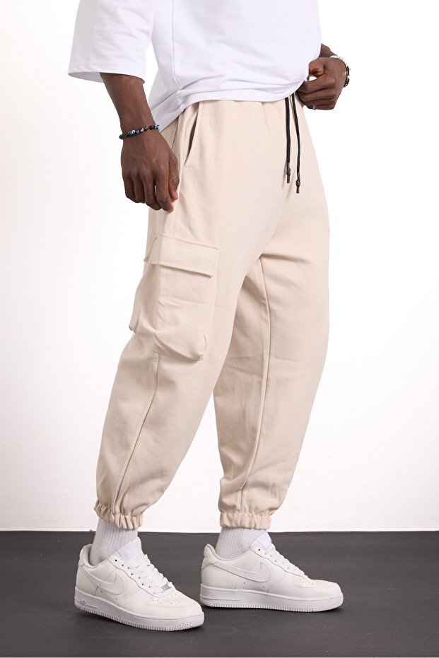 Men's Casual Patterned Pleated Shalwar with Elasticated Legs
