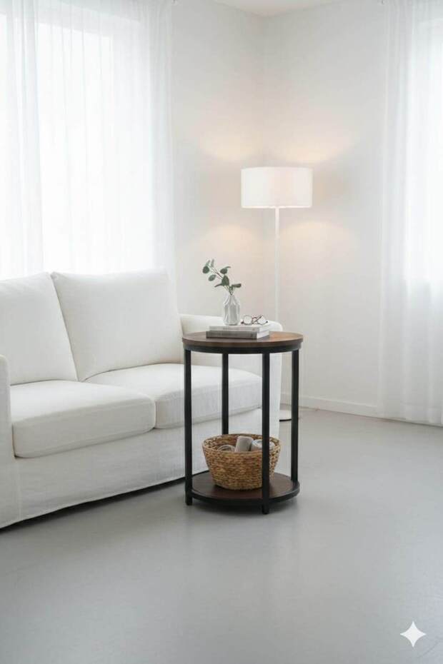 طاولة جانبية دائرية من لونا نيست، لون قهوة - 1