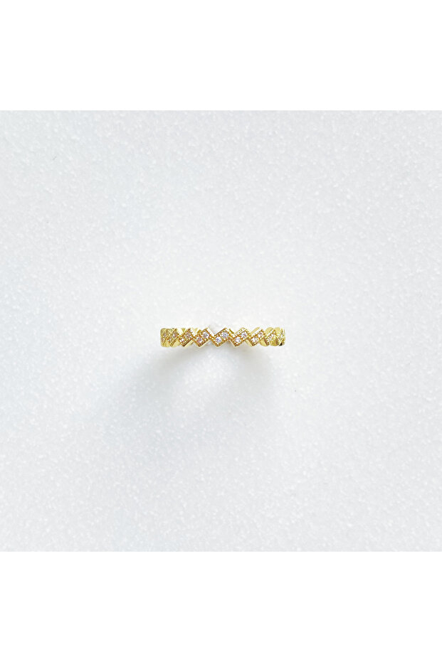 Zigzag Shaped Stone Minimal Ring - 3