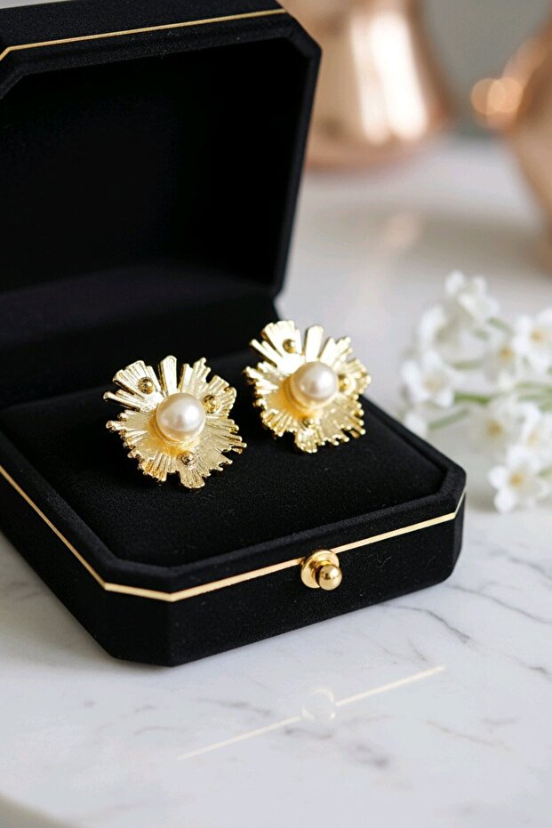 Gold İncili Küpe - 2