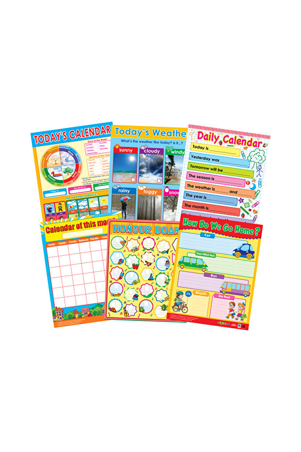 Classroom Essentials (6 Wall Charts) - Educational Wall Chart Pack in English