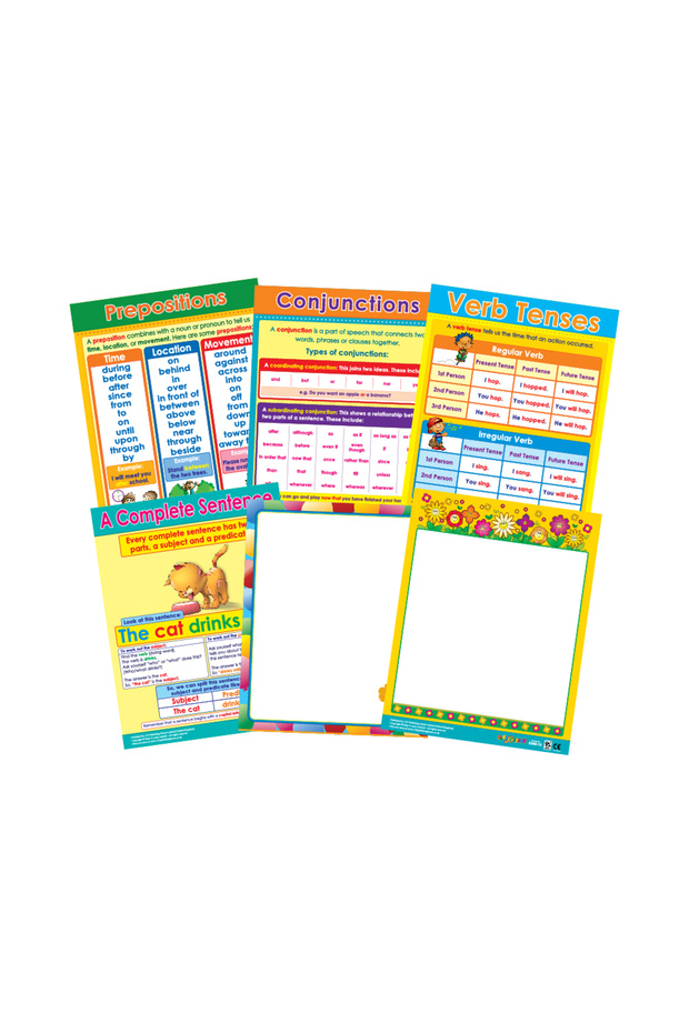 Grammar Foundations (6 Wall Charts) - Educational Wall Chart Pack in English