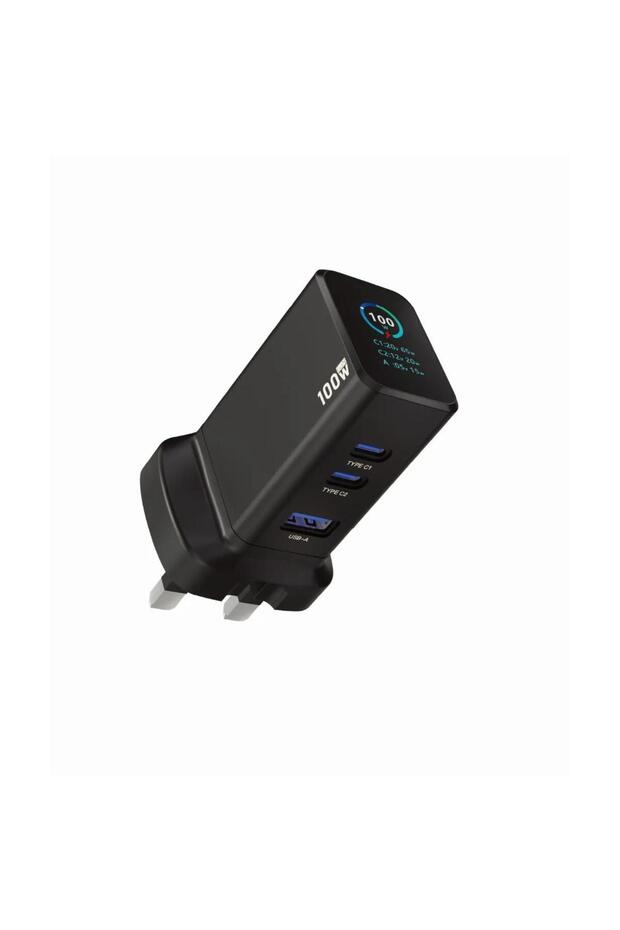 GaNex 100W Multi-Port GaN Adapter with Smart Display & PD Fast Charging