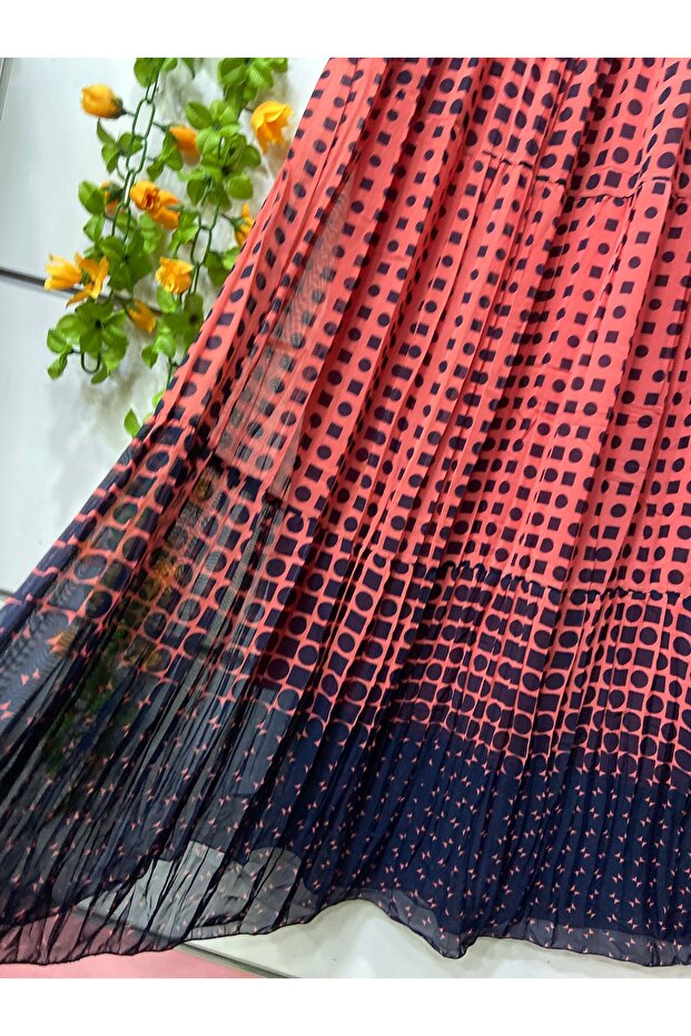 تنورة شيفون مزخرفة بطبقات متعددة مع بطانة - 3