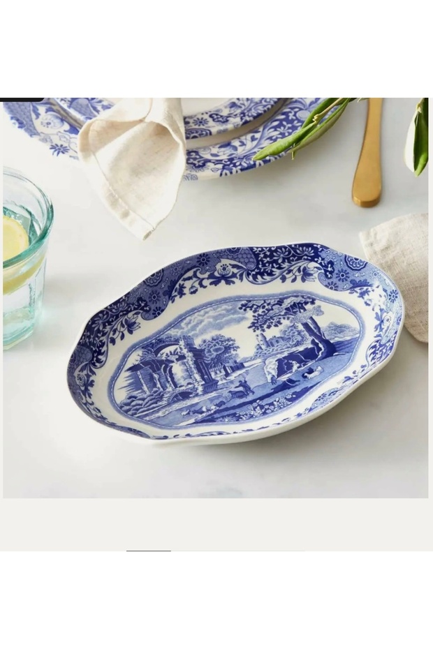 Blue Italian oval servis tabağı - 1