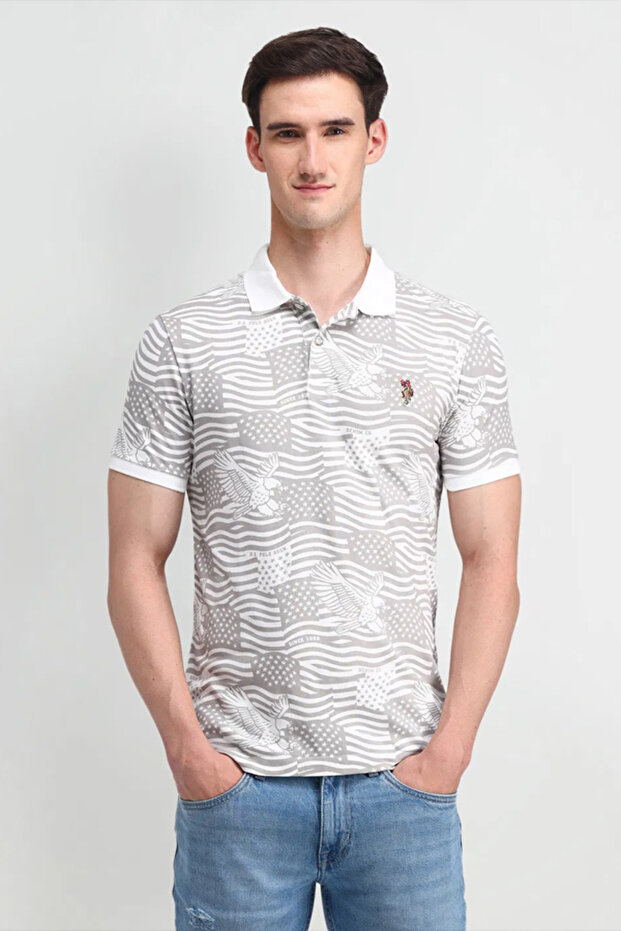Mens Slim Fit Printed Polo Shirt