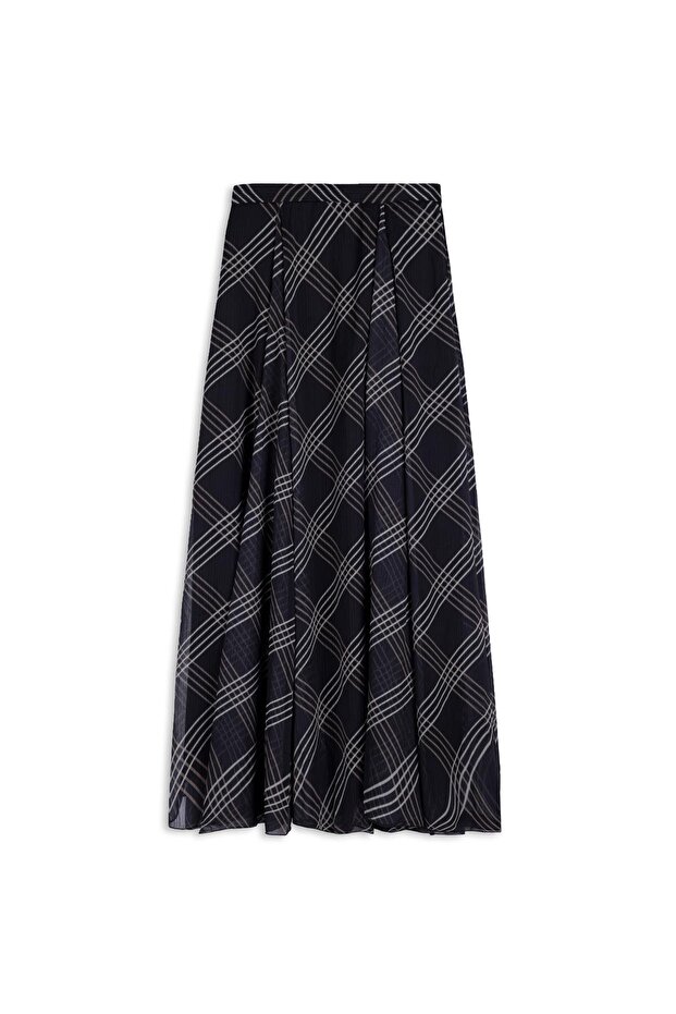 Striped chiffon skirt black