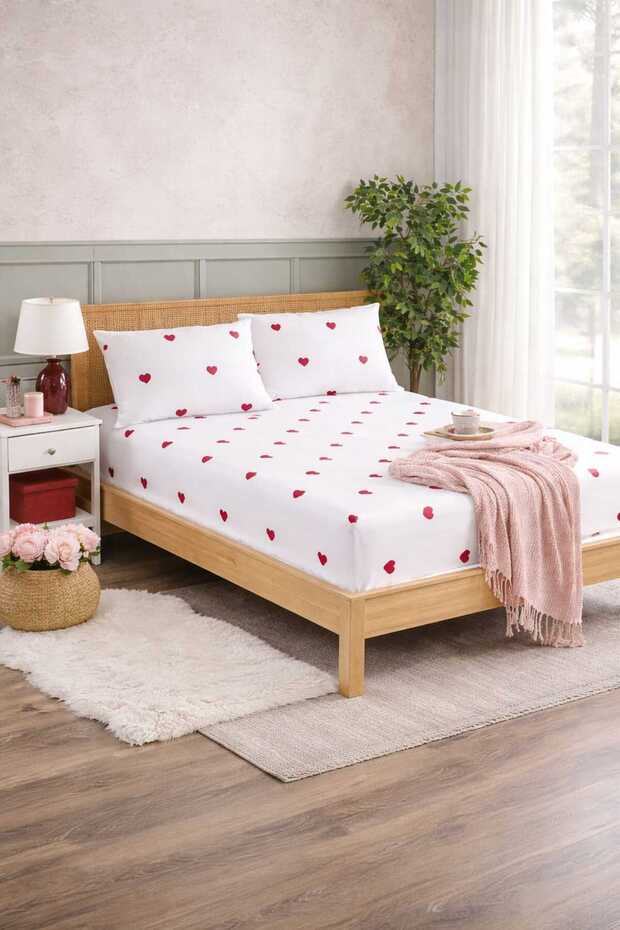 Vanilla Heart White Double Sheet Set - 2