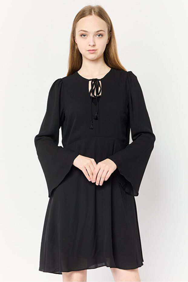 Women Plain Mini Dress, Black