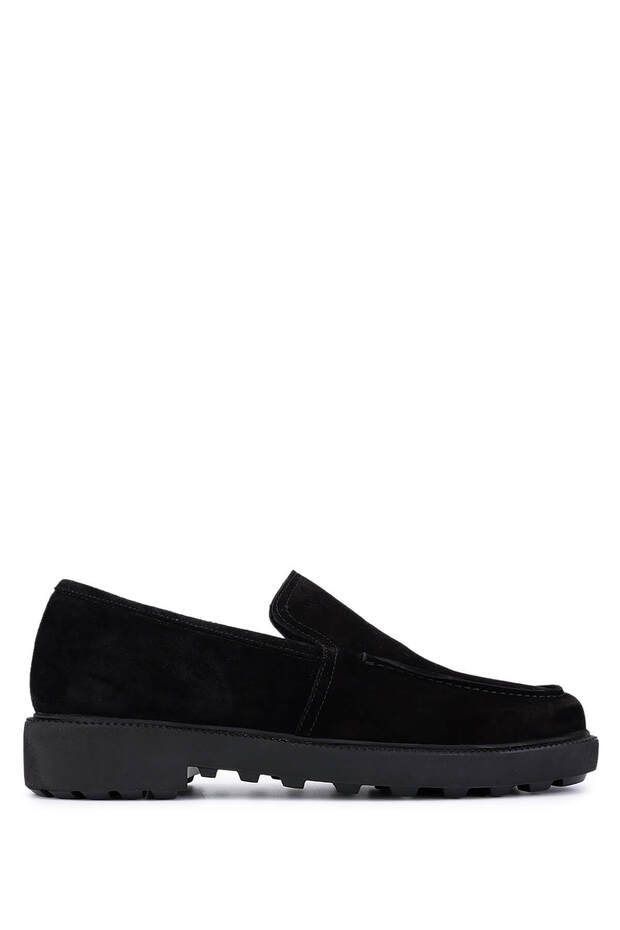 Men's Genuine Leather Black Suede Loafer Shoes