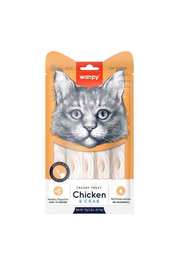 Creamy Lickable Cat Treats Chicken & Crab 14g x 5pcs