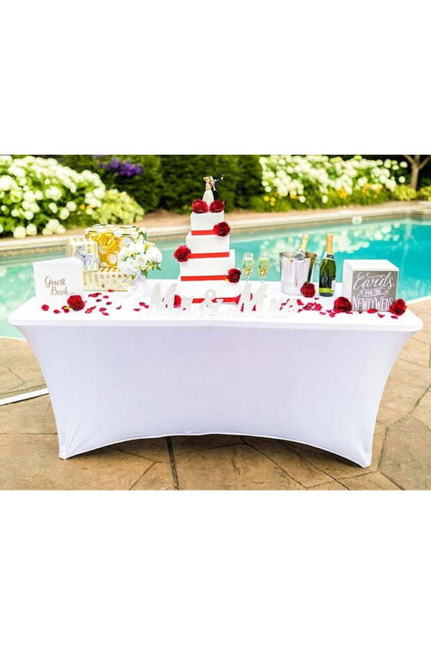 Rectangular Table Cover, 180 cm, White - 3