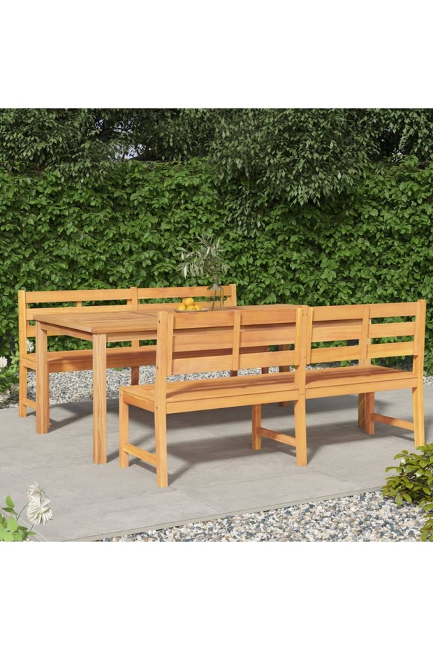 3 Piece Garden Dining Set Solid Wood Teak