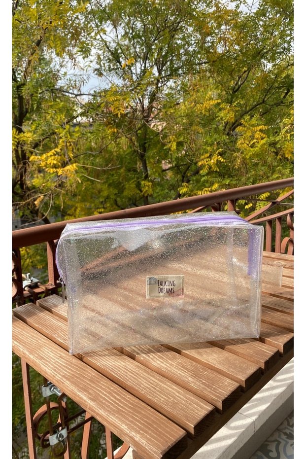 Transparent Lilac Zippered XL Makeup Bag