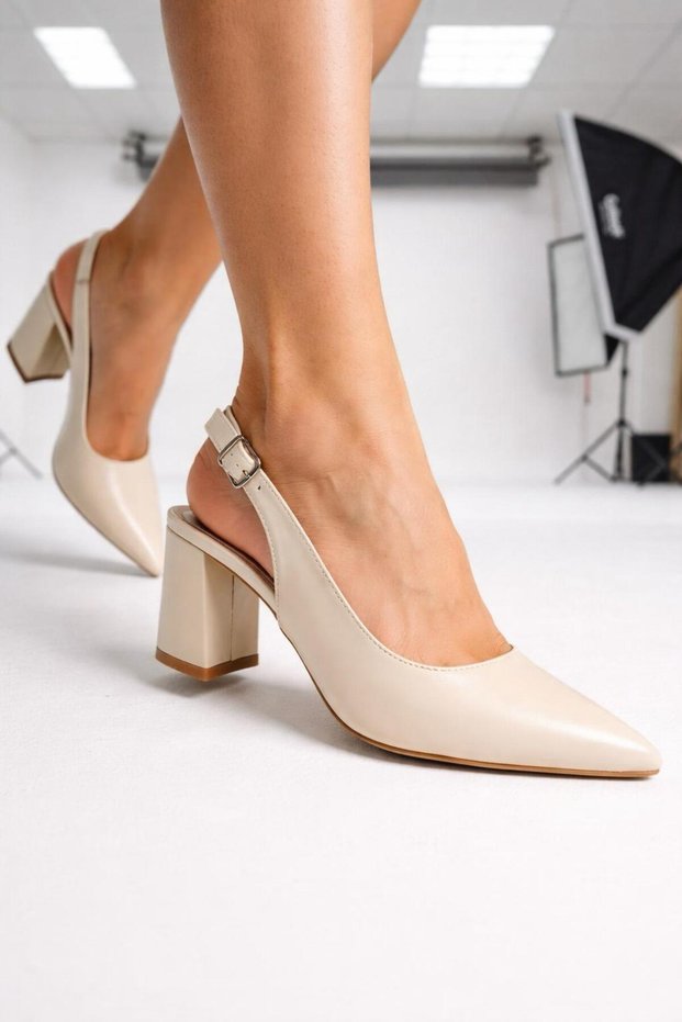 Women's Pointed Toe Slingback Thick (8cm) Heeled Classic Shoes – Casual & Office Stylish Heels