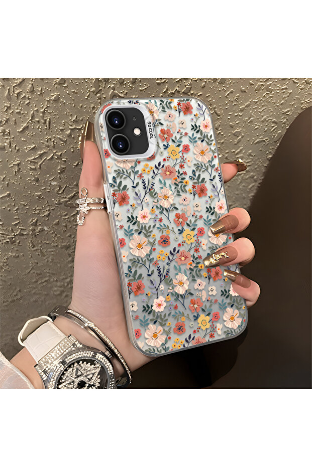 حافظة من السيليكون النحيف المقاوم للصدمات بنمط غصن الزهرة متوافقة مع هاتف iPhone 12 - 1