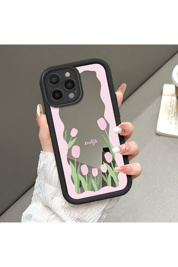 iPhone 14 Pro Max Compatible Bowknot Mirror Case Silicone Full Protection Elegant Tulip