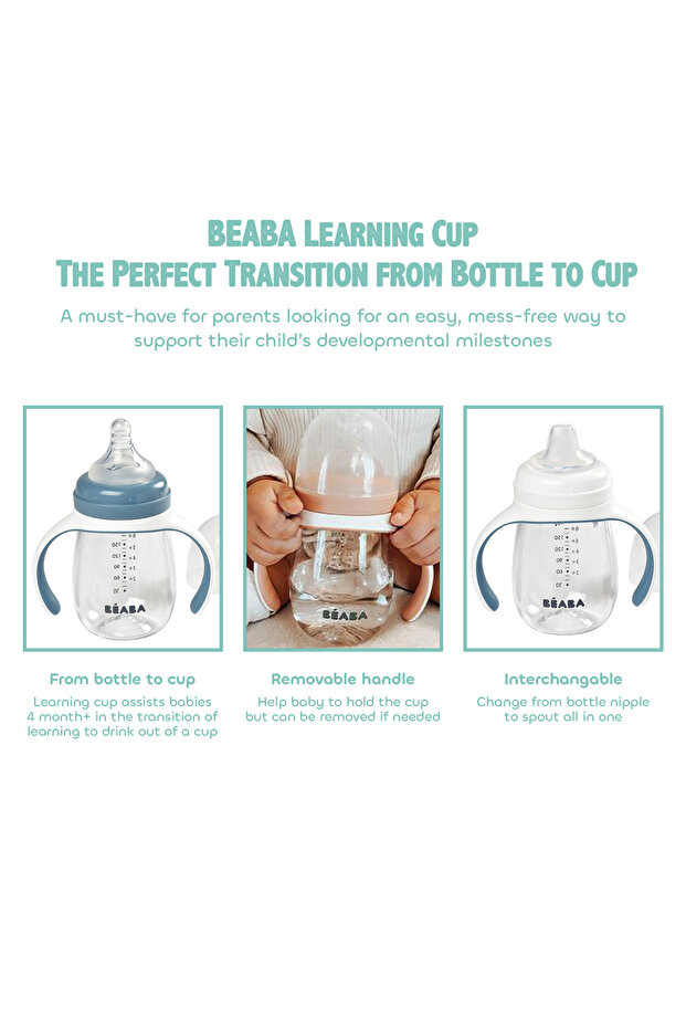 زجاجة تعليمية 2 في 1، زرقاء - 6