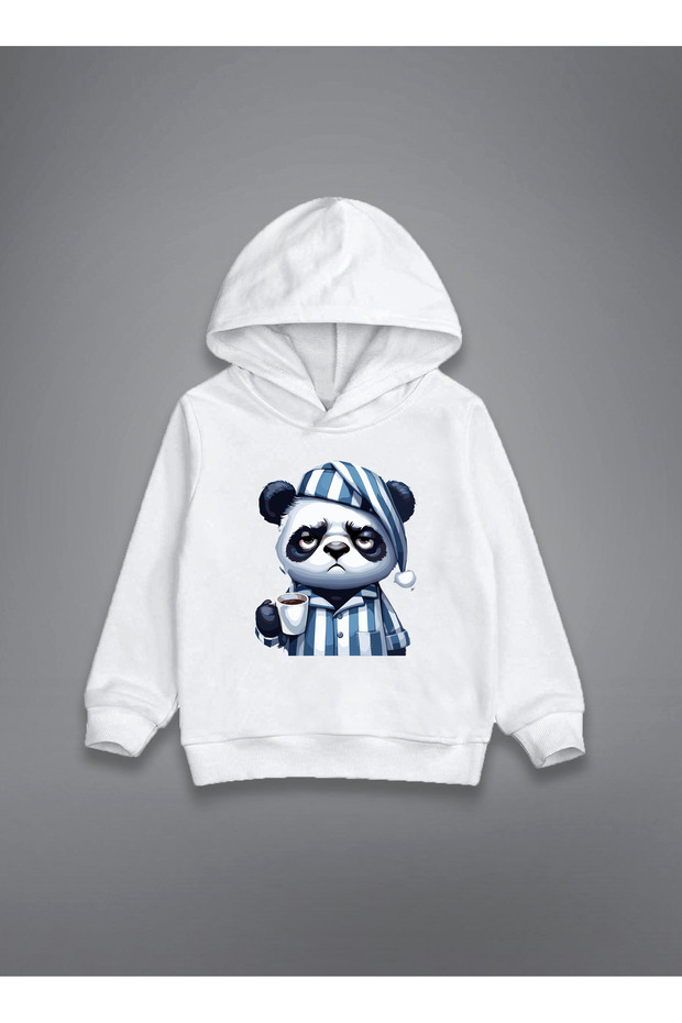 سويت شيرت بقلنسوة للأطفال باللون الأبيض من Sleepy Panda مطبوع