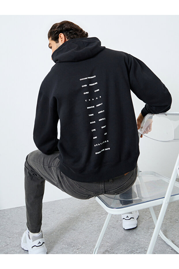 Men Black Relaxed Fit Fleece Hoodie