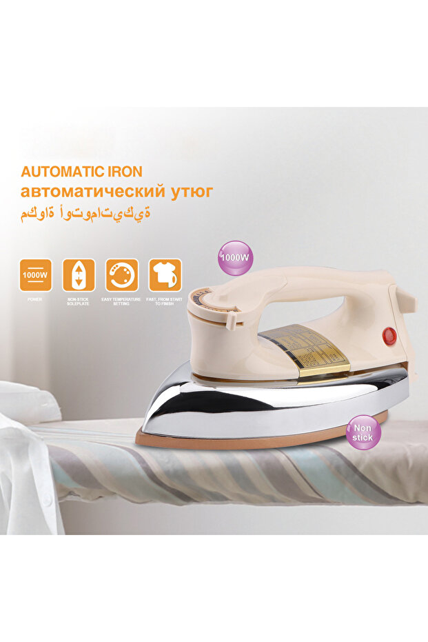 Electric Dry Iron 1000W Plastic Shell Non-Stick Base