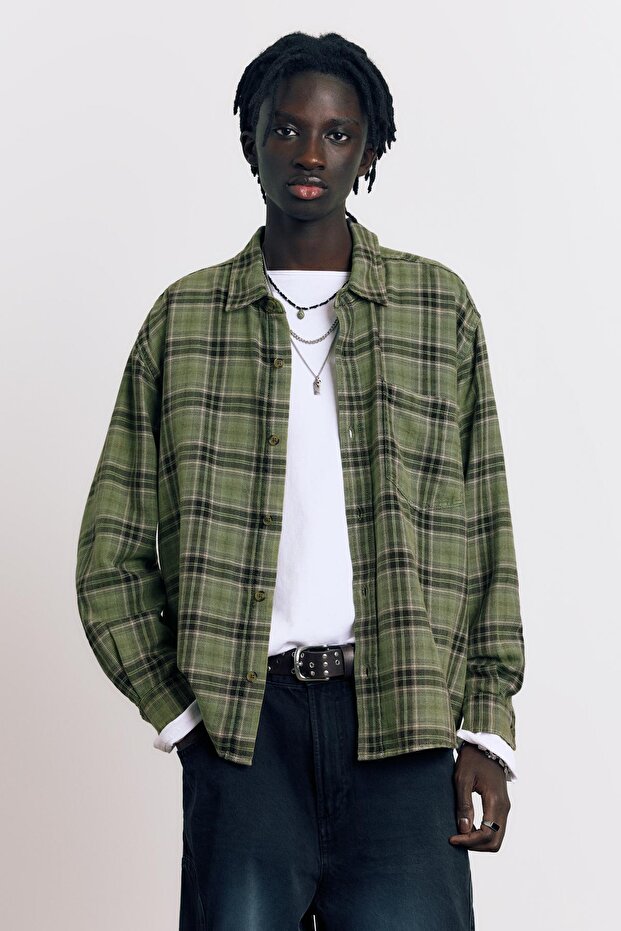 Uzun kollu kareli gömlek - 2