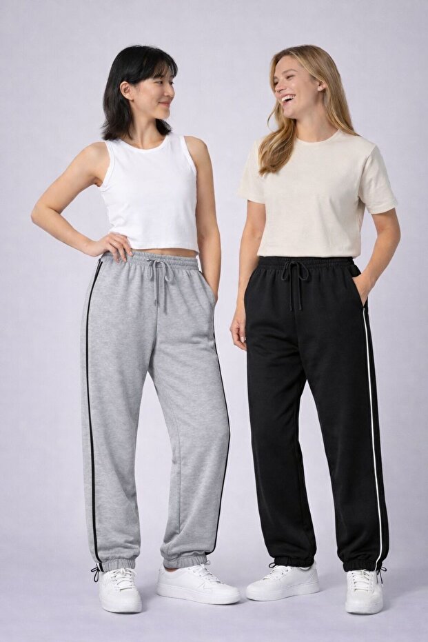 حزمة من قطعتين من بدلة رياضية Harajuku Zip Detail قصة فضفاضة