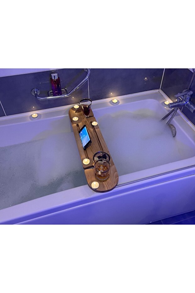 Solid Wood Bathtub Tray 91 cm – Over-The-Bathtub Bath Enjoyment Organizer & Stand