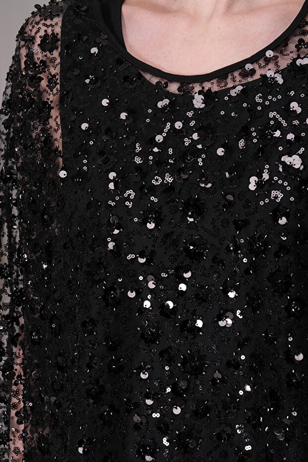 Kayık Yaka-Yarsa Kol Pullu Bluz - 4