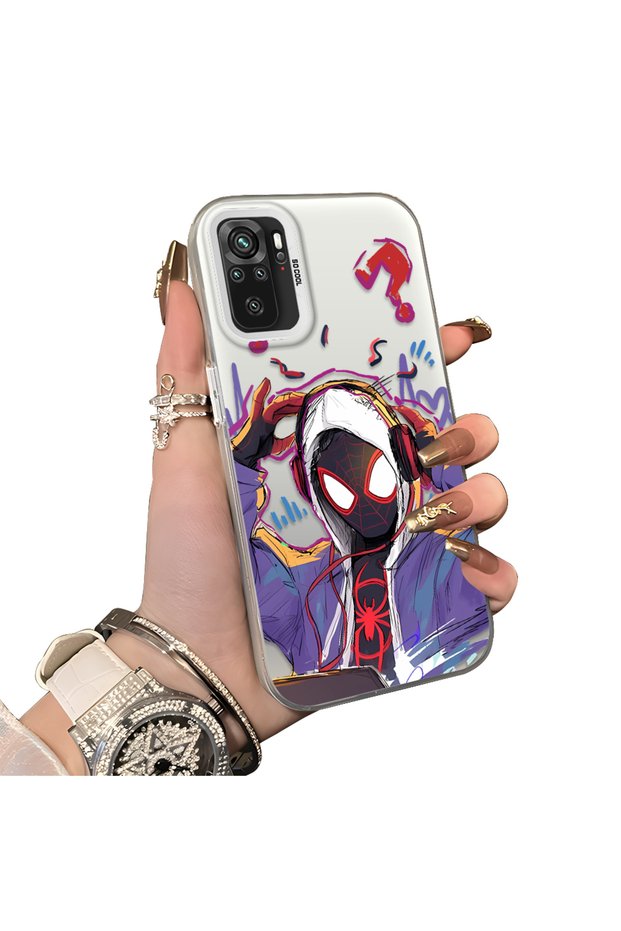 Xiaomi Redmi Note 10 4G/Note 10S Compatible Spiderman Couple Case Acrylic Back Silicone Edge Protection