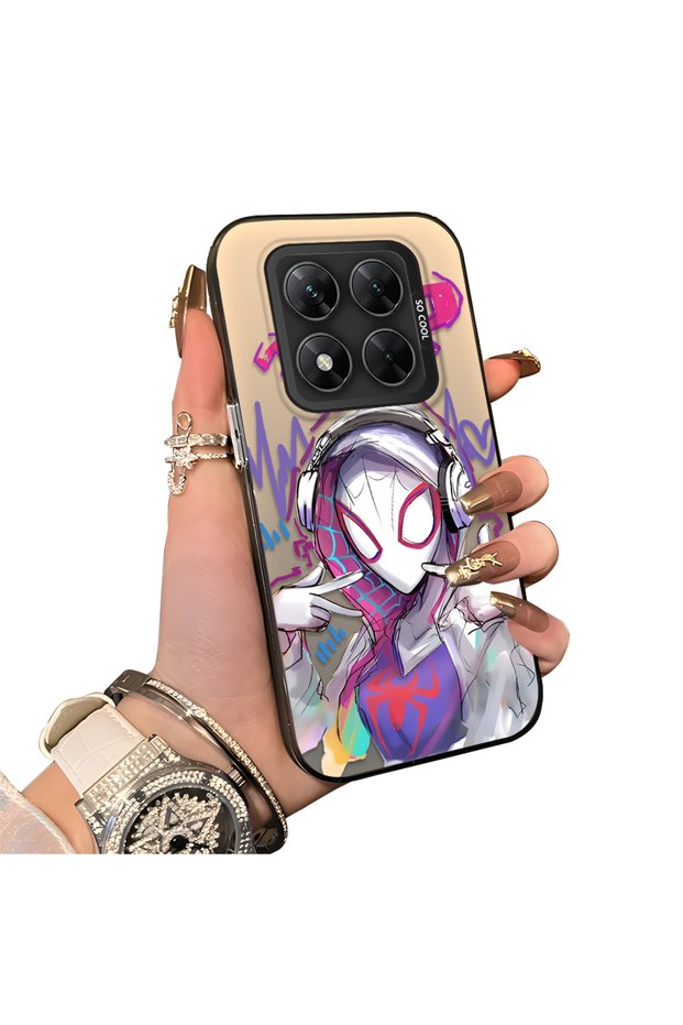 Xiaomi Poco X7 Compatible Spiderman Double Case Acrylic Back Silicone Edge Protection
