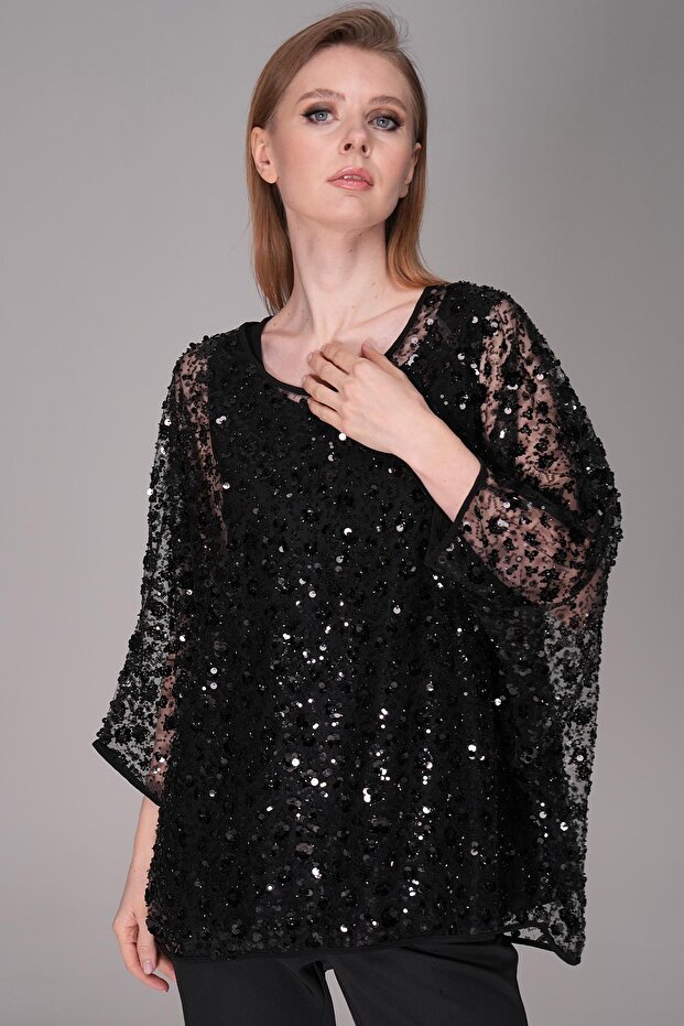 Kayık Yaka-Yarsa Kol Pullu Bluz - 2