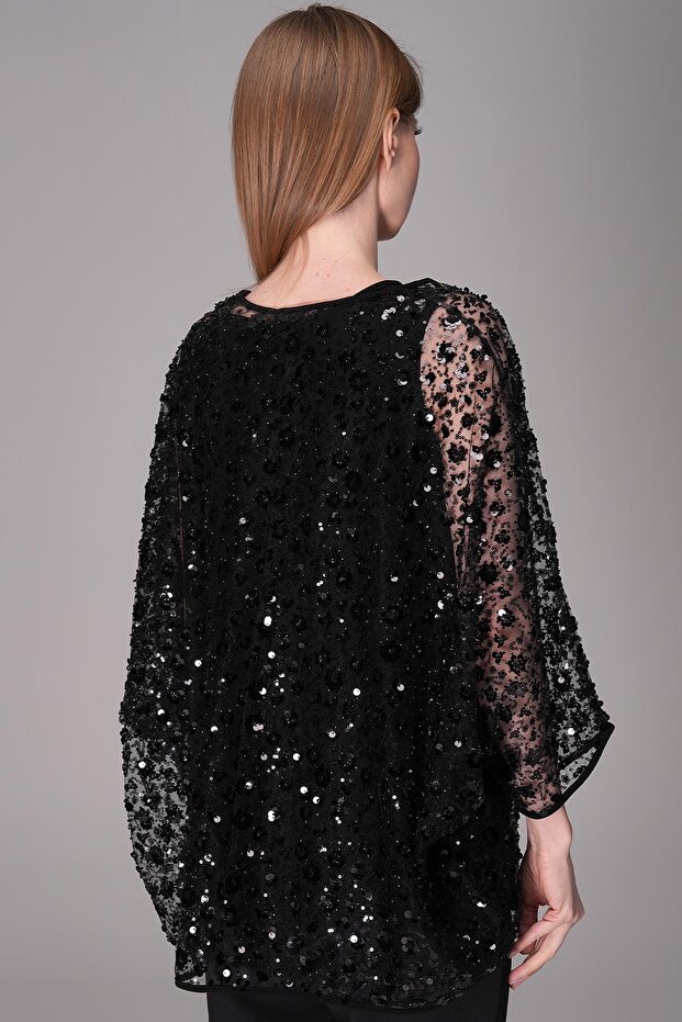 Kayık Yaka-Yarsa Kol Pullu Bluz - 5