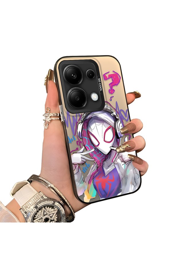 Xiaomi Poco M6 Pro 4g Compatible Spiderman Double Case Acrylic Back Silicone Edge Protection