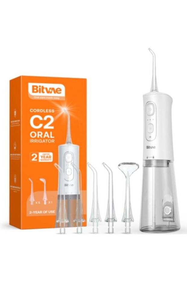 BV C2 Cordless Dental Water Flosser, 3 Modes, 260ml Tank, IPX7 (White)