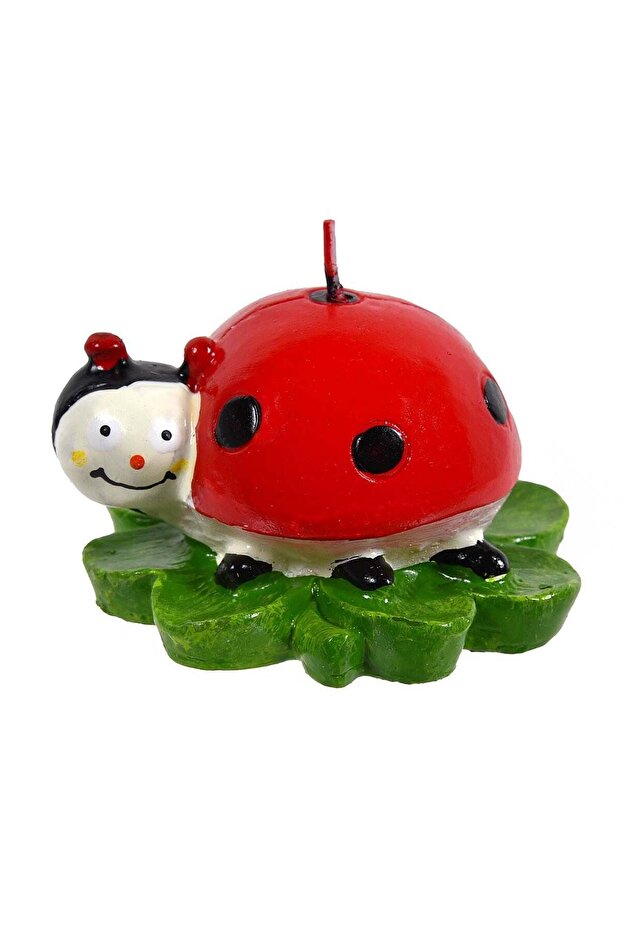Decorative Easter Candle 3D Ladybug with Leaf 8cm - 2