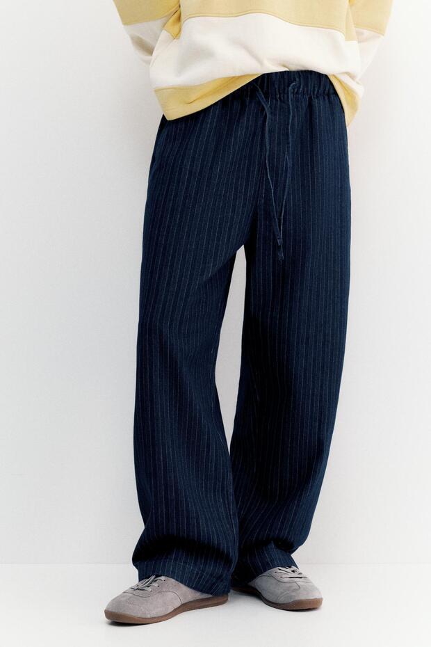 Çizgili jean jogger pantolon - 3