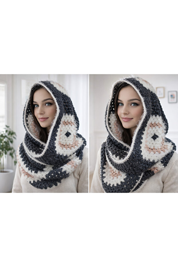 Soft Textured Hooded Scarf