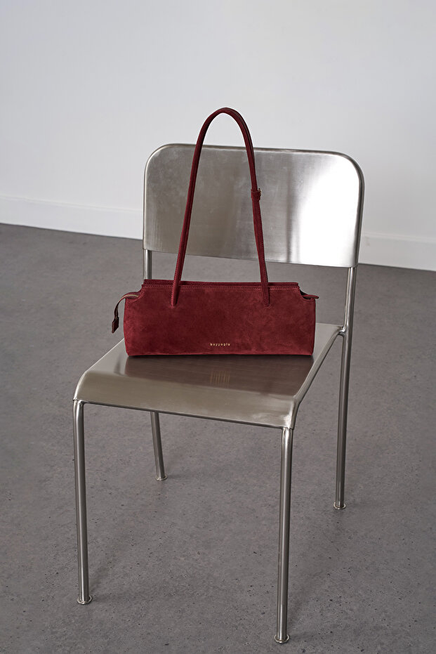 %100 Süet Deri Baget Çanta - 1