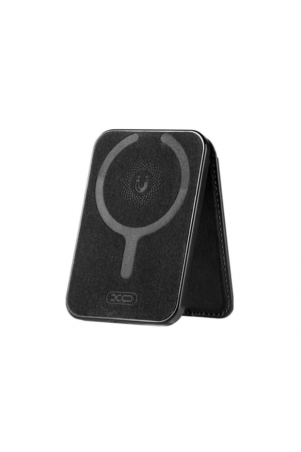 Lp04 Airtag Compatible Magsafe Foldable Card Holder - Wallet and Adjustable Phone Stand Black