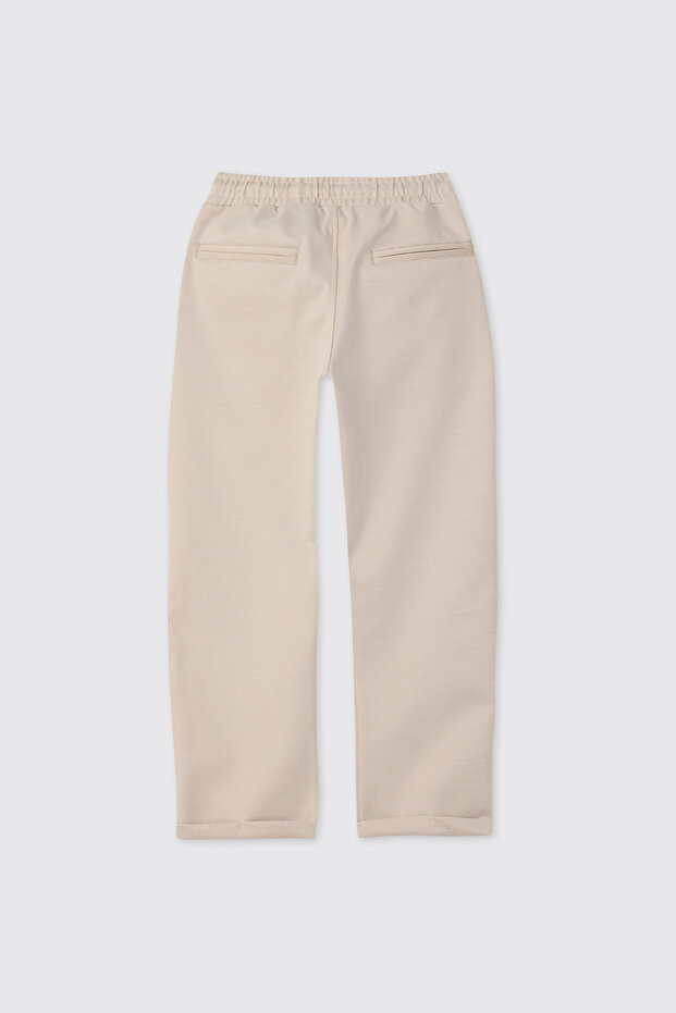 Erkek Çocuk Bej Örme Pantolon - 2
