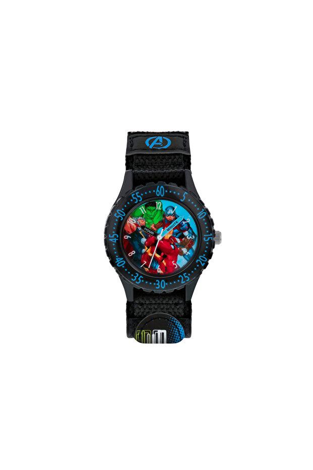 Marvel Avengers Black Printed Fabric Strap Watch
