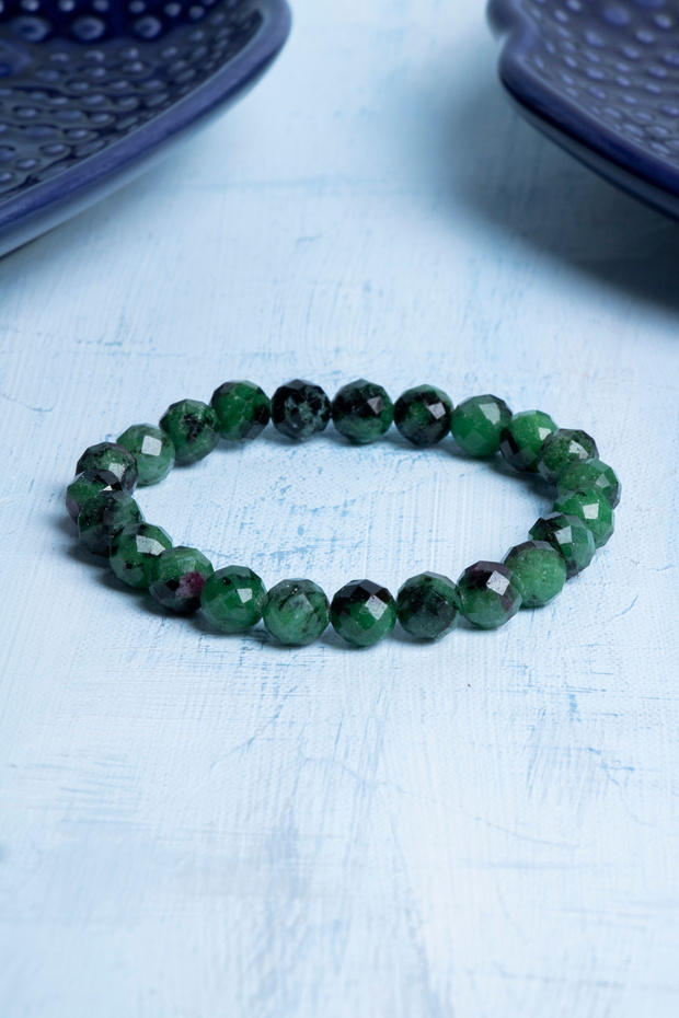 Certified Faceted Anyolite Natural Stone Bracelet